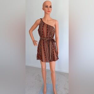 SHEIN One-Shoulder Dress in Earthy Tones